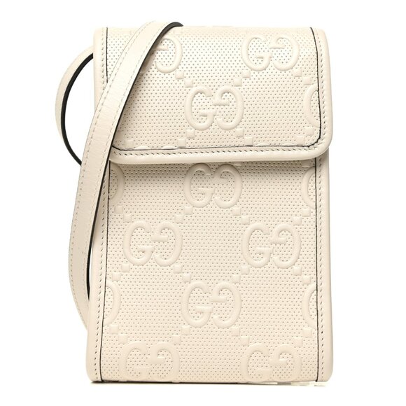 GUCCI Like new Flap Crossbody Bag GG Embossed Perforated Leather Mini - Picture 1 of 16